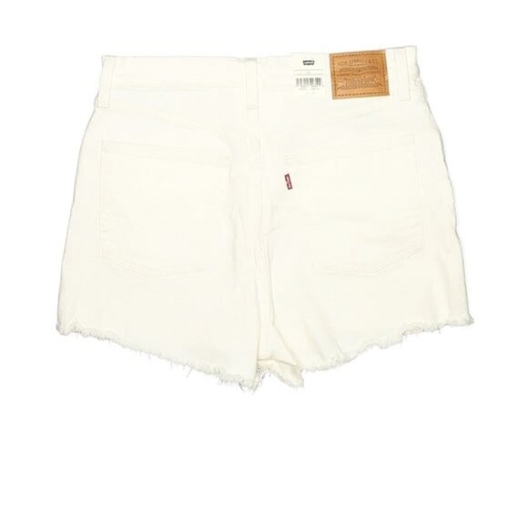 NWT Levi’s Off White Ribcage High Rise Fray Shorts Size 30 - Picture 7 of 7